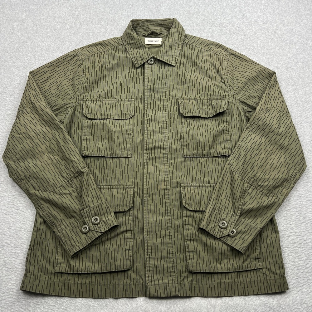 Taylor Stitch BDU Shirt Jacket Mens 40 M Green Rain Drop Camo Ripstop Button Up